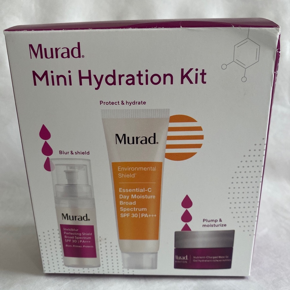 MURAD Mini Hydration Kit 3p Set $78 Nutrient Water Gel Invisablur Essential C
